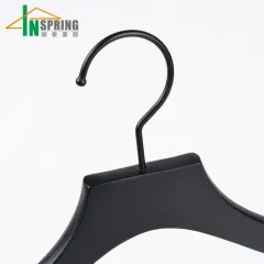Black wood clothes hanger with anti slilp shoulder