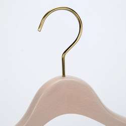 Golden hook natural wood hangers for clothes
