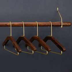 Customized color multi function flexible brown wooden clothes hanger with non slip