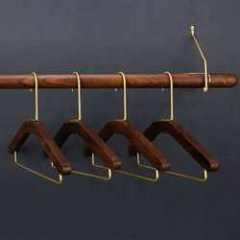 Customized color multi function flexible brown wooden clothes hanger with non slip