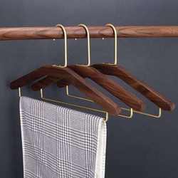 Customized color multi function flexible brown wooden clothes hanger with non slip