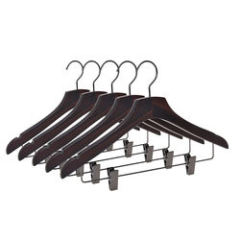 Luxury household wood clothes dress pants hangers with clips