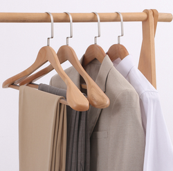 Inspring wholesale Wood Hanger Wooden Clothes Hanger Wide Shoulder With Flat Hook