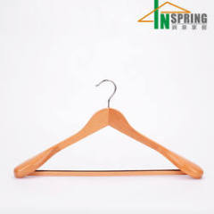 Inspring wholesale Wood Hanger Wooden Clothes Hanger Wide Shoulder With Flat Hook
