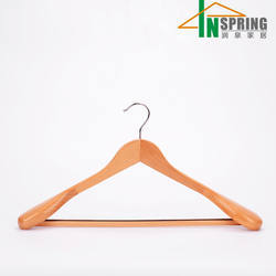 Inspring wholesale Wood Hanger Wooden Clothes Hanger Wide Shoulder With Flat Hook