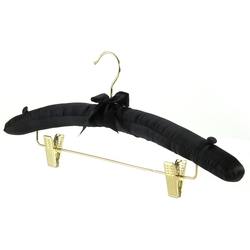 black satin hanger with clips