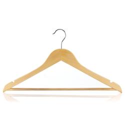 Natural wooden non slip coat clothes hanger