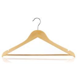 Natural wooden non slip coat clothes hanger