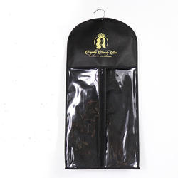 Black color non woven PVC zipper wig bags with logo