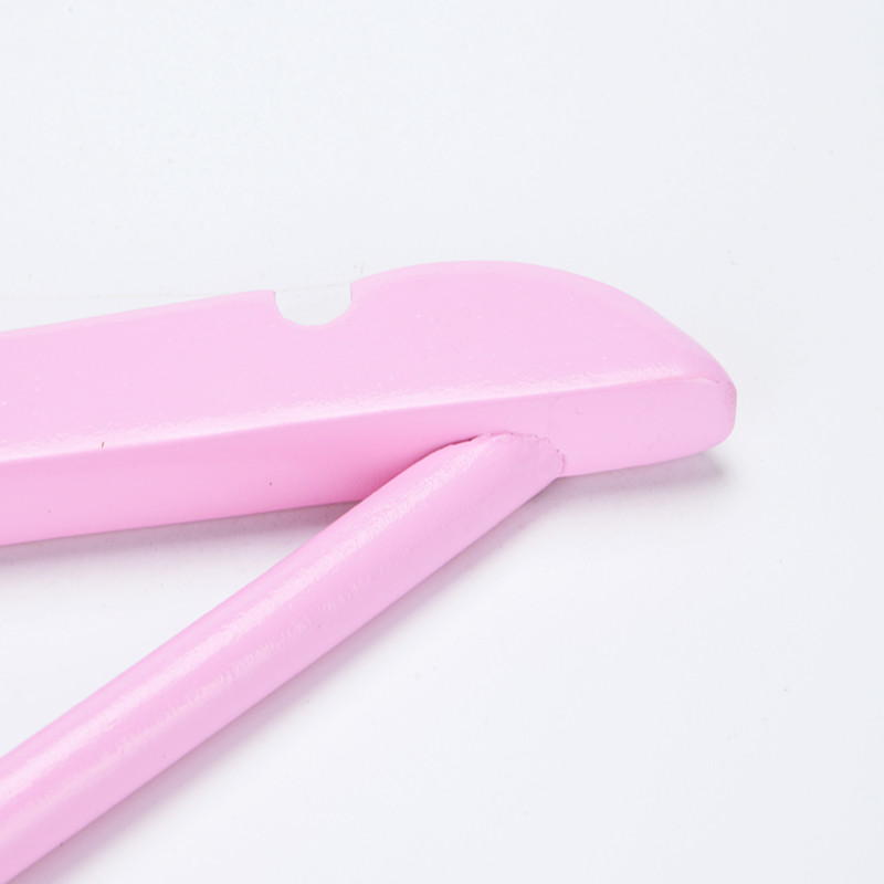 Factory Pink Color Wooden Notched Hanger