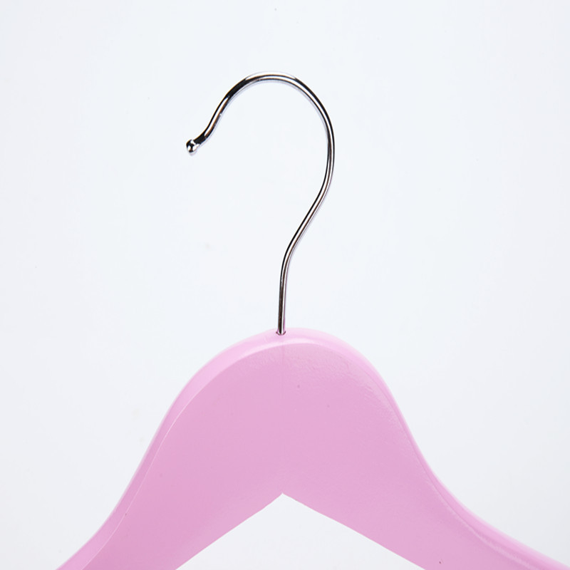 Factory Pink Color Wooden Notched Hanger