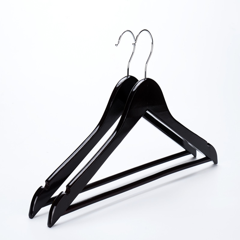 Black Wooden Suit Hangers with Non Slip Bar