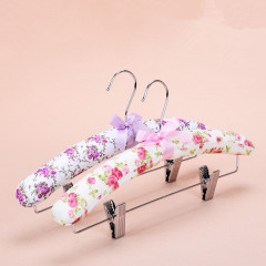 Custom padded satin pant hangers with clips