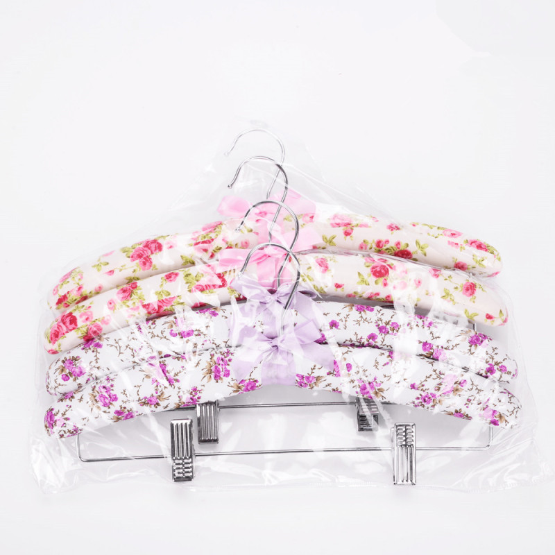 Custom padded satin pant hangers with clips