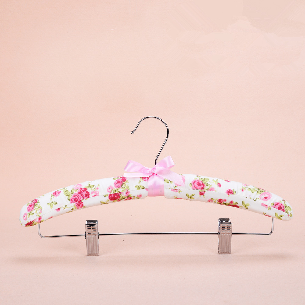 Custom padded satin pant hangers with clips