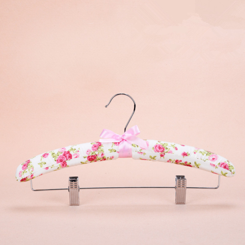 Custom padded satin pant hangers with clips