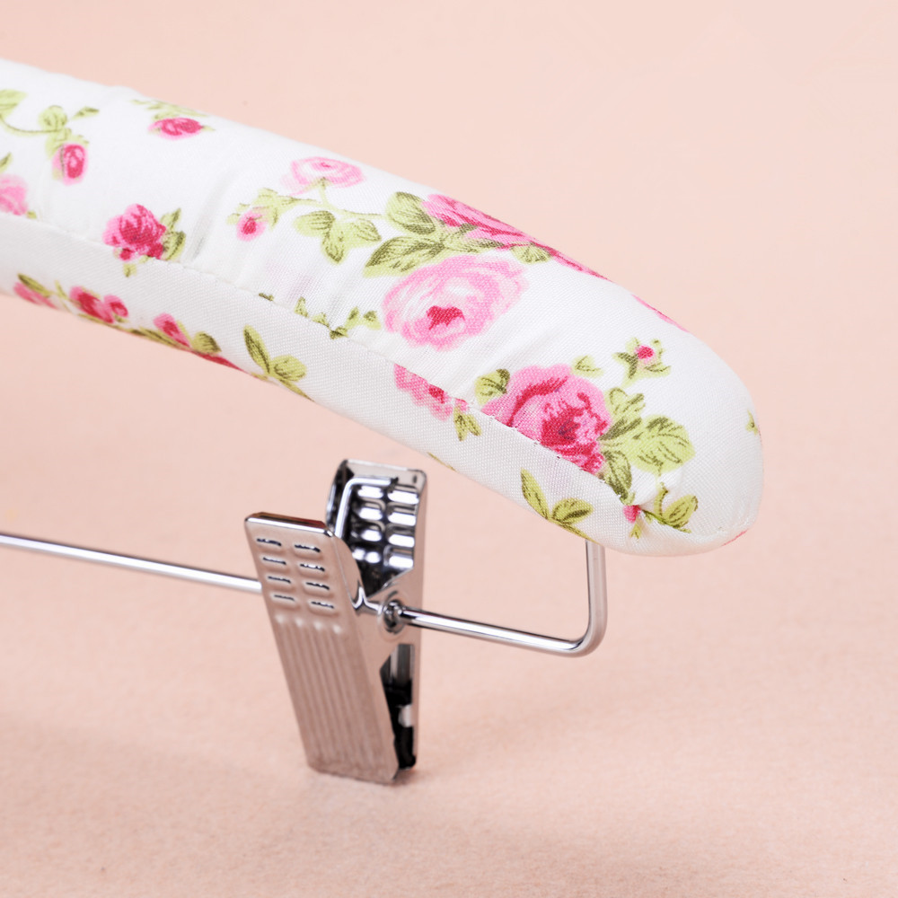 Custom padded satin pant hangers with clips