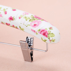 Custom padded satin pant hangers with clips