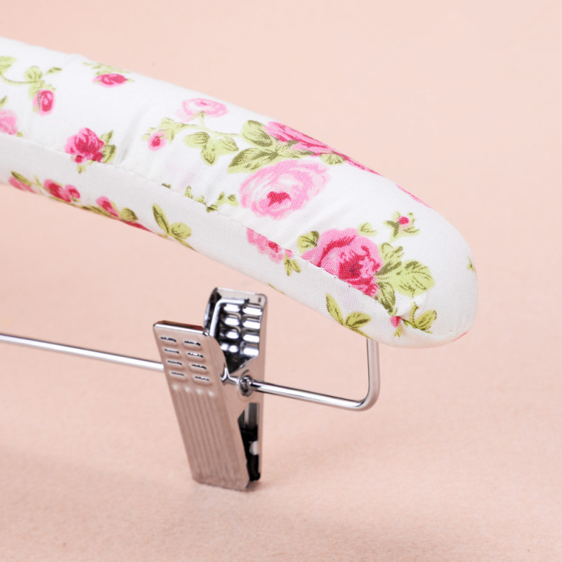Custom padded satin pant hangers with clips
