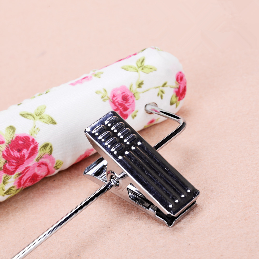 Custom padded satin pant hangers with clips