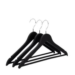 Black Wooden Suit Hangers with Non Slip Bar