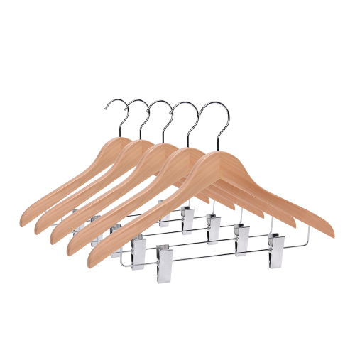 Clothes Custom Wooden Hanger With Metal Clips