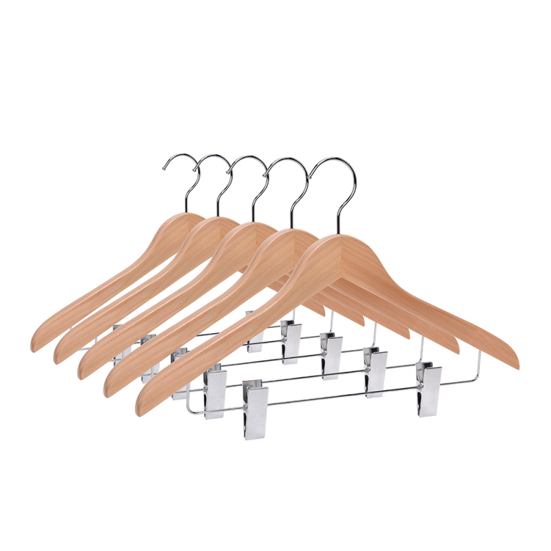 Clothes Custom Wooden Hanger With Metal Clips