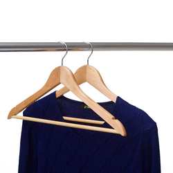 Natural wooden non slip coat clothes hanger