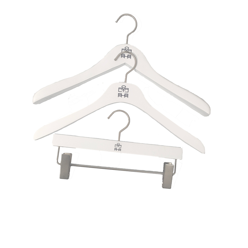 Wooden Suit Hangers White Series with LOGO