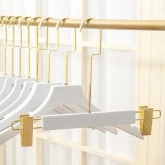 Long Golden Hook Wooden White Suit Hangers