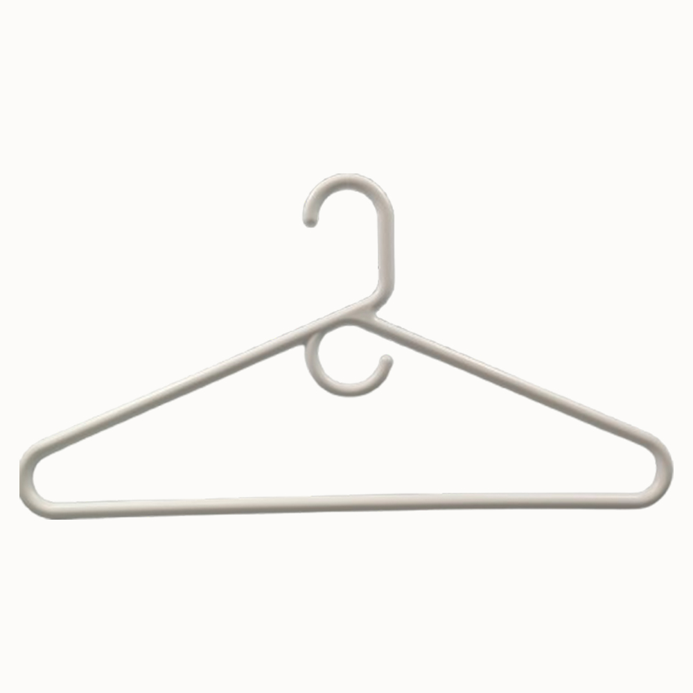 white plastic hangers