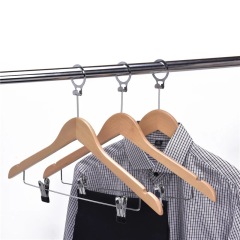 Wood anti theft suit hangers with clamps