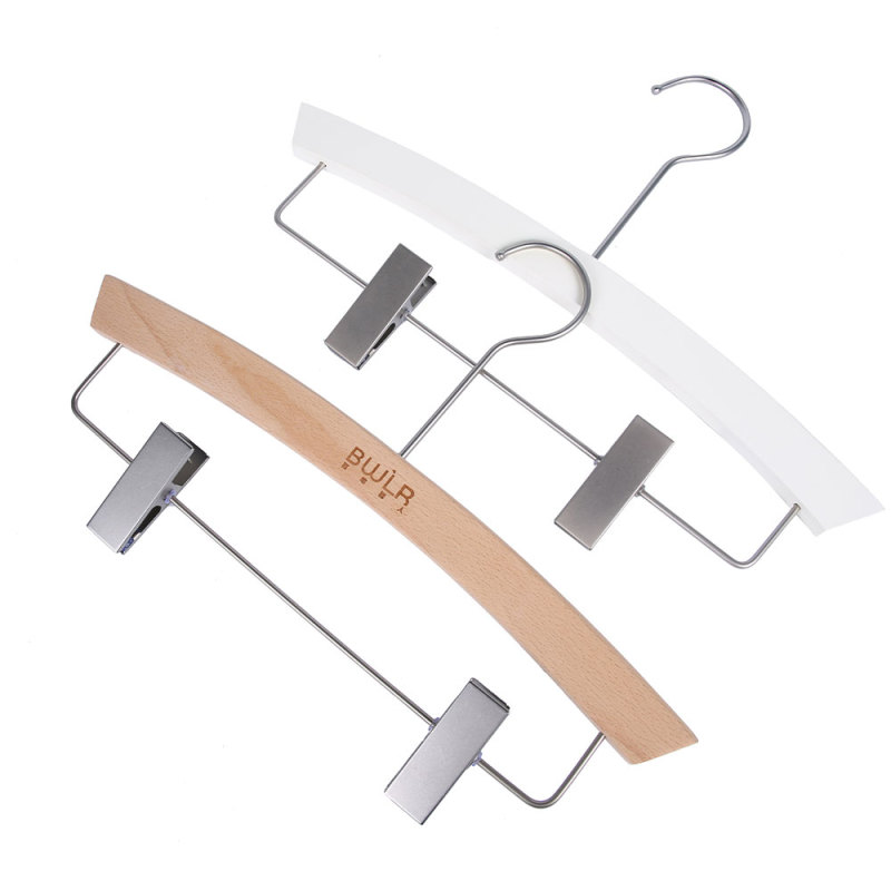 Factory wood luxury custom pant hanger with clips