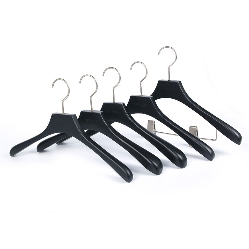 Inspring luxury black wood series hotel clothes hangers