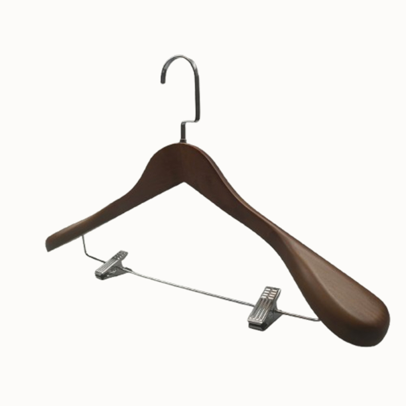 Luxury wide shoulder flocked coat hangers with cushioned clips