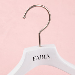 Custom white wood anti slip hangers with clips