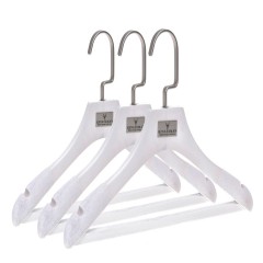 Custom white wooden luxury suit hangers