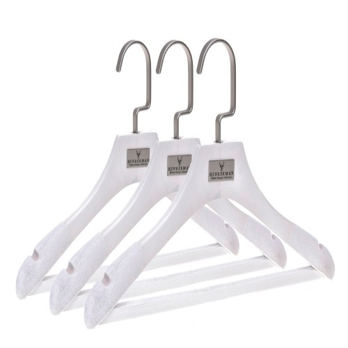 Custom white wooden luxury suit hangers