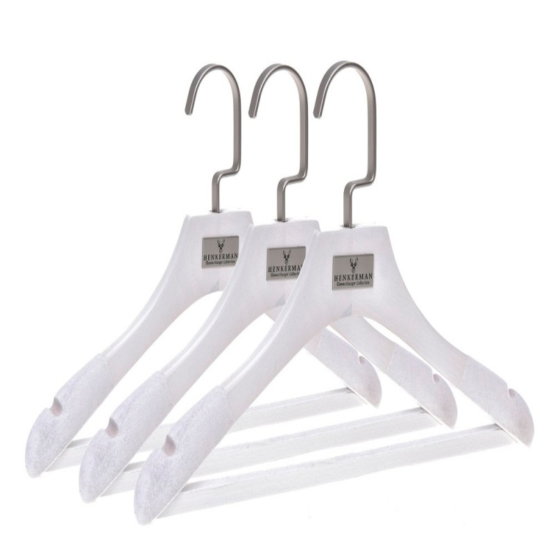 Custom white wooden luxury suit hangers