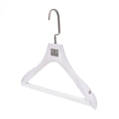 Custom white wooden luxury suit hangers