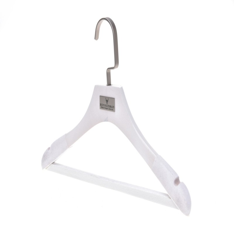 Custom white wooden luxury suit hangers