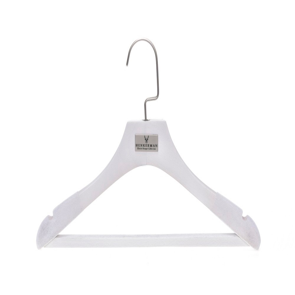 Custom white wooden luxury suit hangers