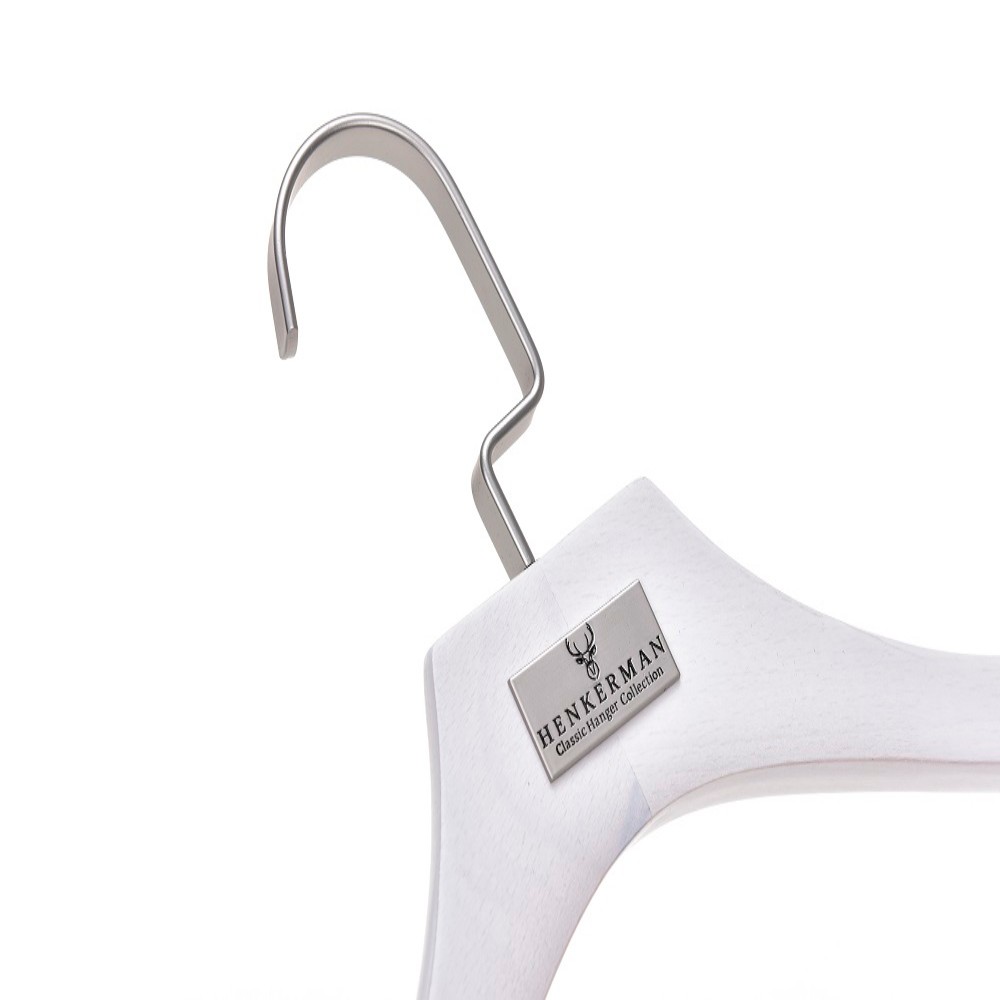 Custom white wooden luxury suit hangers