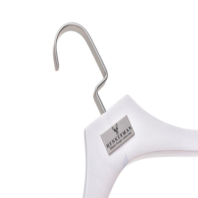 Custom white wooden luxury suit hangers