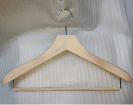 wooden hangers with clips