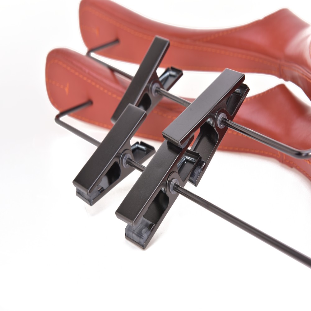 Color luxury leather wooden hangers with clips