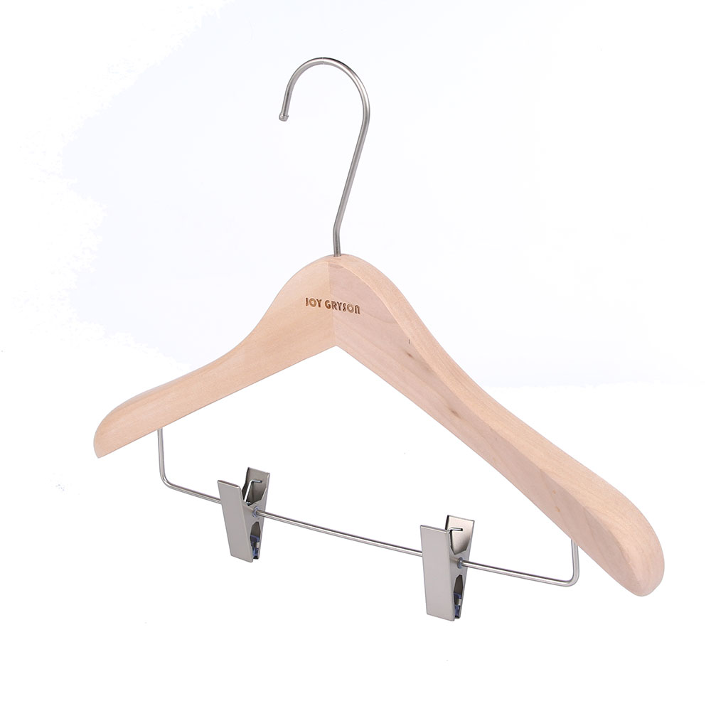 Clothes Custom Wooden Hanger With Metal Clips