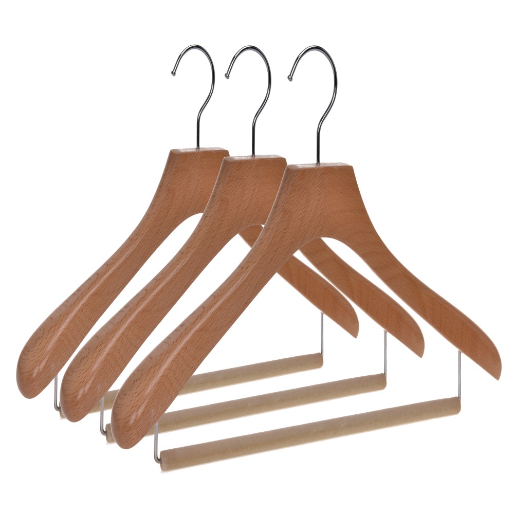 Wide Shoulder Clothes Wooden Pants Hanger Bar