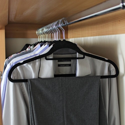velvet clothes hangers black flocking space save hanger