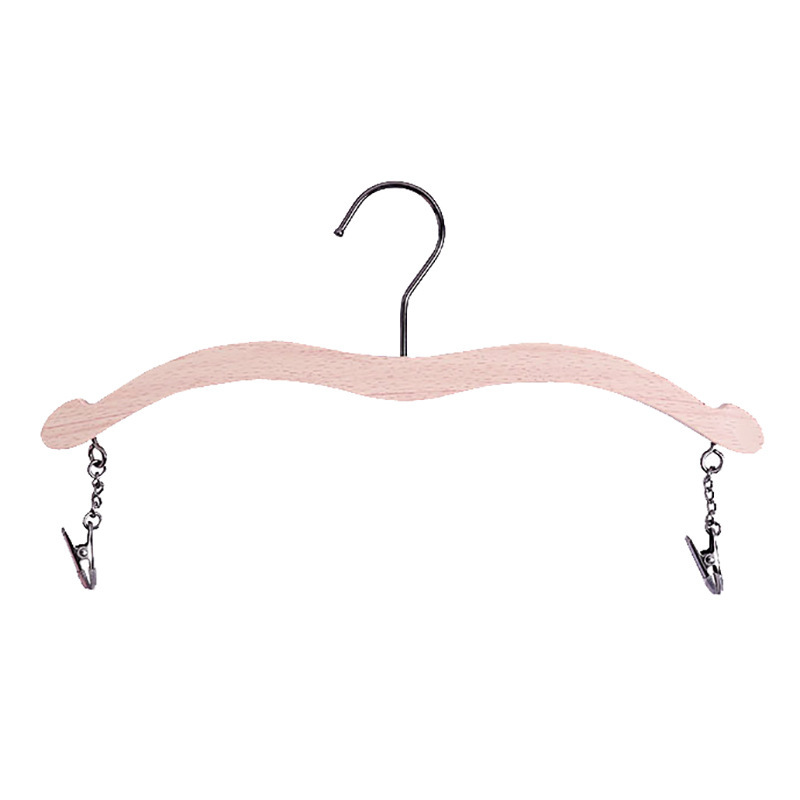 Custom wood multipurpose bra pants hangers with metal clips